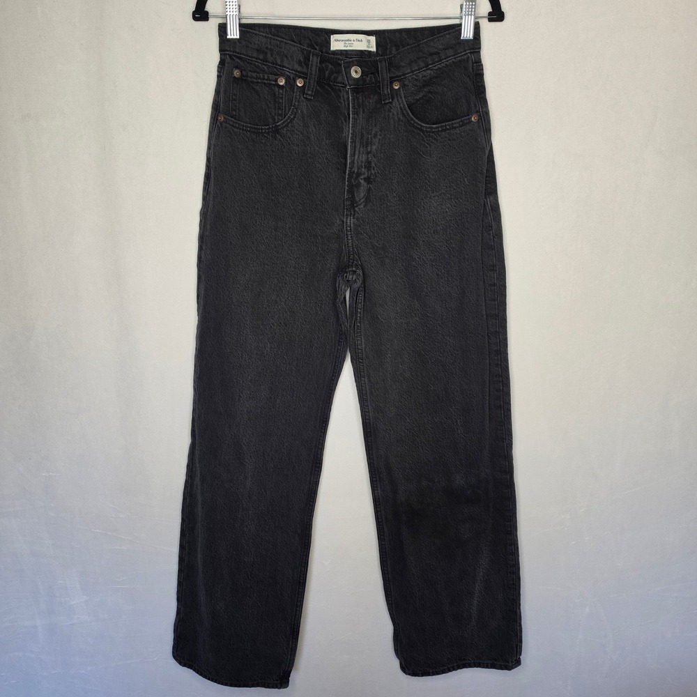 Abercrombie & Fitch The Loose High Rise Jeans Washed Black 26 2R - Picture 1 of 11